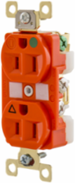 Duplex Receptacle, Hospital Grade, 15A 125V, 2-Pole 3-Wire, Orange, 3.28 Inch x 1.54 Inch x 1.16 Inch