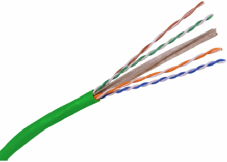 Cat 6 Plenum Cable, 500MHz, Green, UTP, 100 ft