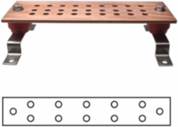 Copper Ground Bar 1/4 Inch x 2 Inch x 12 Inch, UL Listed with Insulators and Brackets