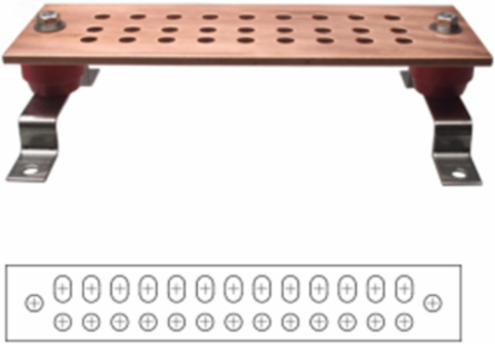 Copper Ground Bar 1/4 Inch x 2 Inch x 6 Inch UL Listed