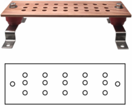 Copper Ground Bar 1/4 Inch x 4 Inch x 12 Inch with C Hole Pattern