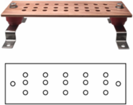 Copper Ground Bar 1/4 Inch x 4 Inch x 12 Inch with C Hole Pattern