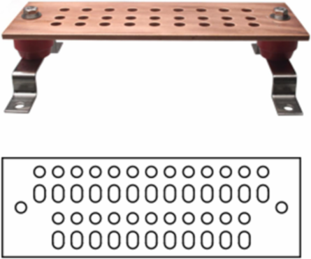 Copper Ground Bar 1/4 Inch x 4 Inch x 12 Inch, UL Listed with Insulators and Brackets