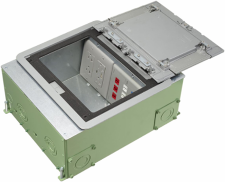 Recessed Concrete Floorbox, 8/10-Gang, 5.59 Inch Depth, Galvanized Steel