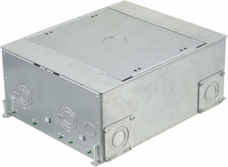 Recessed 8/10-Gang Floorbox, 14.14 x 11.09 x 5.59 Inch, Galvanized Steel