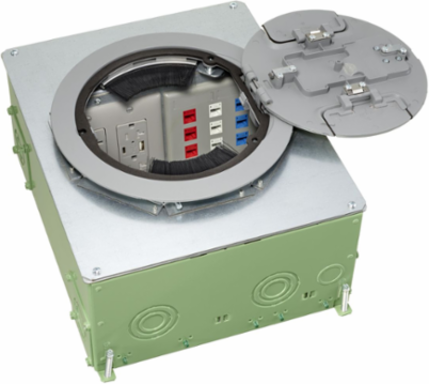 Recessed 8/10-Gang Floorbox, 14.14x11.09x6.31 Inch, Galvanized Steel