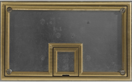Rectangular Surface Cover Assembly, 14 Inch x 12.5 Inch, Brass Edging for Tile