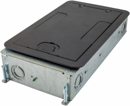 Recessed 2 Gang Floor Box, Steel, Rectangle, 2.5 Inch