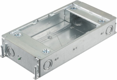 Recessed 2 Gang Floor Box, Steel, Rectangle, 2.5 Inch