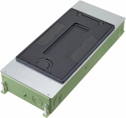 2-Gang Recessed Floor Box, 2.50 Inch Depth, Galvanized Steel