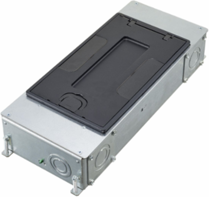 2-Gang Floor Box, 16.27" x 6.62" x 3.00", Galvanized Steel