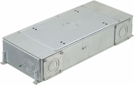 2-Gang Floor Box, 16.27" x 6.62" x 3.00", Galvanized Steel