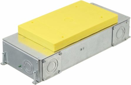 2-Gang Floor Box, 16.27" x 6.62" x 3.00", Galvanized Steel