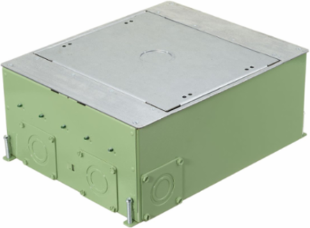 4/5-Gang Recessed Floor Box, 14.14 x 11.09 x 5.59 Inch, Steel, Corrosion Resistant
