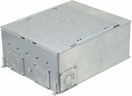 Recessed 4/5-Gang Concrete Floorbox, 5.59 Inch Depth, Galvanized Steel