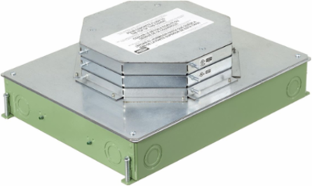 4-Gang Recessed Floorbox, 14.57" x 11.20" x 3.25", Galvanized Steel, Corrosion Resistant