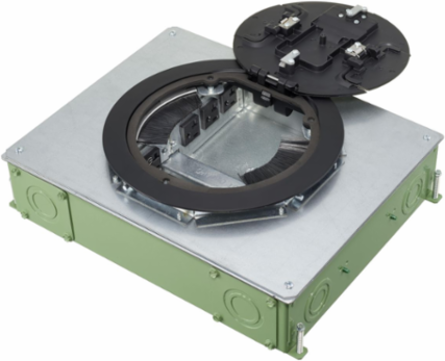 Recessed 4-Gang Floor Box, 3.75 Inch Depth, Galvanized Steel