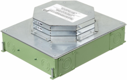 Recessed 4-Gang Floor Box, 3.75 Inch Depth, Galvanized Steel