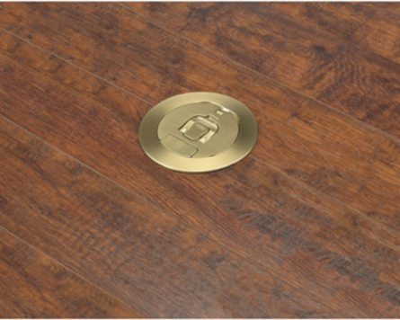 5.50 Inch Round Recessed Floor Box Cover, Brushed Brass Plated