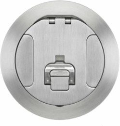 6 Inch Round Floor Box Cover Assembly, Brushed Aluminum, 2-Gang