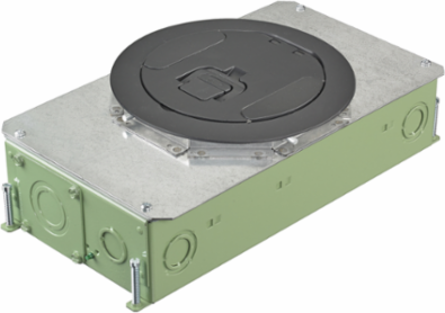 6 Inch Round Recessed Floor Box Cover, 2-Gang, Black Powder Coat Finish