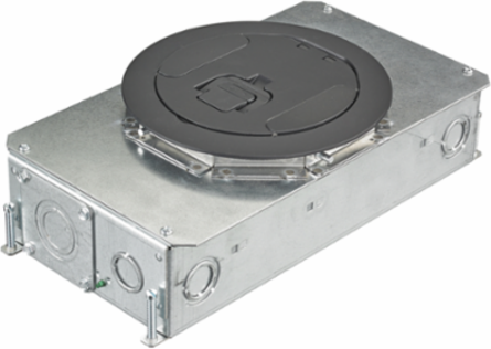 6 Inch Round Recessed Floor Box Cover, 2-Gang, Black Powder Coat Finish