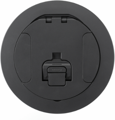 6 Inch Round Recessed Floor Box Cover, 2-Gang, Black Powder Coat Finish