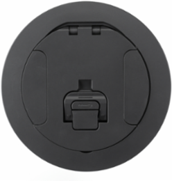 6 Inch Round Recessed Floor Box Cover, 2-Gang, Black Powder Coat Finish