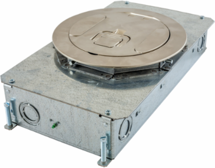 Round Cover Assembly for 2-Gang Concrete Floor Box, Brushed Brass Finish