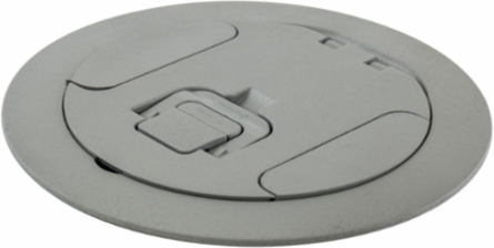 6 Inch Round Cover Assembly, Gray Powder Coat, for 2-Gang Concrete Floor Boxes