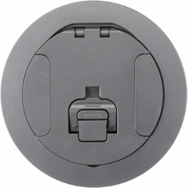 6 Inch Round Cover Assembly, Gray Powder Coat, for 2-Gang Concrete Floor Boxes