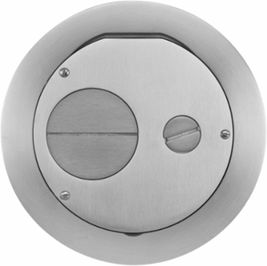 Round Cover Assembly, 2-Gang, Brushed Aluminum Finish