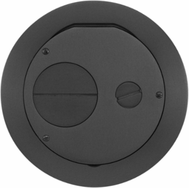 6 Inch Round Floor Box Cover Assembly, 2-Gang, Black Cast Aluminum