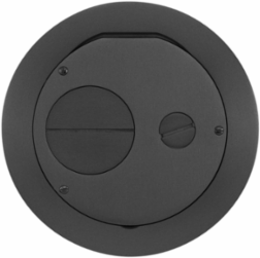 6 Inch Round Floor Box Cover Assembly, 2-Gang, Black Cast Aluminum