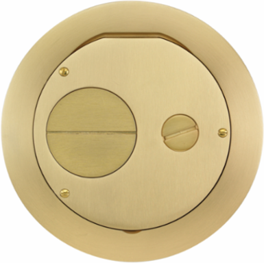 Round Cover Assembly 2-Gang - 6 Inch, Brushed Brass Finish, Low Profile