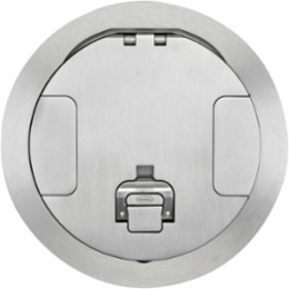 Round Floor Box Cover Assembly, 6 Gang, Brushed Aluminum Finish