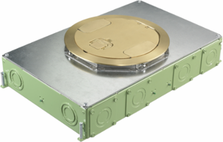 Round Cover Assembly for Concrete Floor Boxes, 8 Inch, Brushed Brass Finish