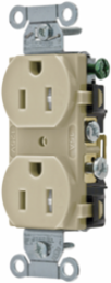 Commercial Grade 15A 125V Duplex Receptacle, Tamper-Resistant, Ivory
