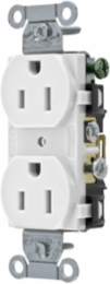 Commercial Grade Duplex Receptacle, 15A 125V, 2-Pole 3-Wire, White