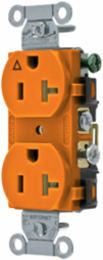 Commercial Grade Duplex Receptacle, 20A 125V, 2-Pole 3-Wire, Isolated Ground, Orange