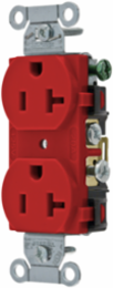 Commercial Grade Duplex Receptacle, 20A 125V, 2-Pole 3-Wire Grounding, Red