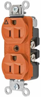 Hubbell-Pro Heavy Duty Duplex Receptacle, 15A 125V, 2-Pole 3-Wire, Orange