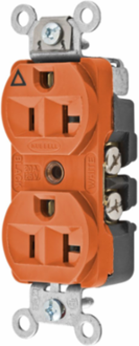 Duplex Receptacle, 20A 125V, 2-Pole 3-Wire, Isolated Ground, Orange