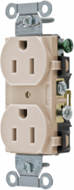 Duplex Tamper-Resistant Receptacle, 15A 125V, 2-Pole 3-Wire, Light Almond