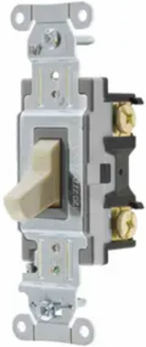 Toggle Switch, Single Pole, 15A 120/277V AC, Side Wired, Ivory