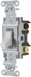Toggle Switch 20A 120/277V AC Three Way Side Wired White