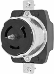 Industrial Locking Receptacle, 50A 125V, 2-Pole 3-Wire, Screw Terminal, Black, 3.28 in x 2.12 in x 2.44 in