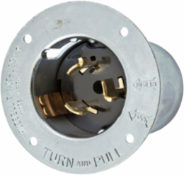 Twist-Lock Flanged Inlet 50A 125/250V AC 3-Pole 4-Wire Steel