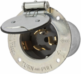 Twist-Lock® Flanged Inlet, 50A, 125/250V, 3-Pole, Steel