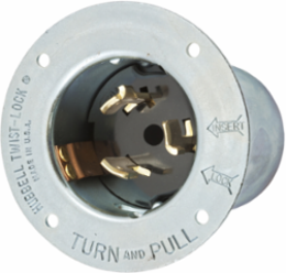 Twist-Lock Flanged Inlet 50A 3-Phase 480V AC 3-Pole 4-Wire